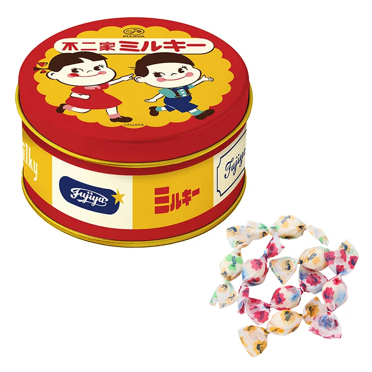 ミルキー缶（レトロペコポコデザイン）